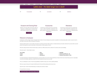 aubergineoccasionwear.co.uk homepage in 2016