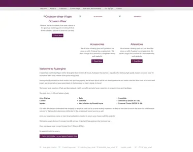 aubergineoccasionwear.co.uk homepage in 2018