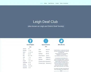 leighdeafclub.co.uk homepage in 2022
