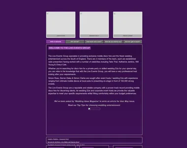 liveeventsgroup.co.uk homepage in 2012